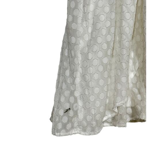 Fraiche by J Dress Swiss Dot Puff Short Sleeve Faux Wrap Mini White Small - Picture 5 of 10